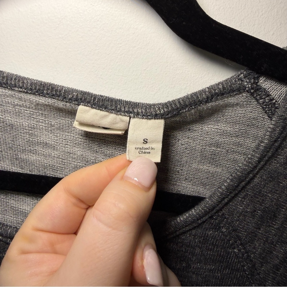 Tentree women’s Charcoal Grey Wrap Hem sustainable cotton Long Sleeve Top Size S - Picture 6 of 11